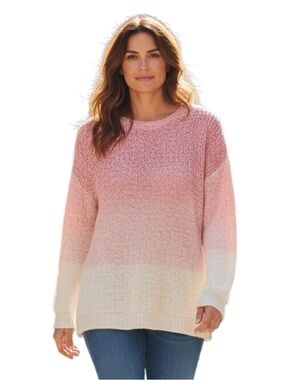 Christopher & Banks Pink and Cream Gradient Sweater